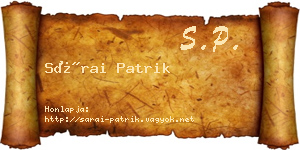 Sárai Patrik névjegykártya